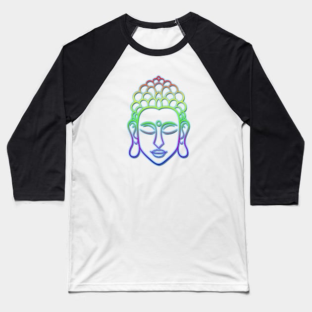 Buddha Face Multi Color Baseball T-Shirt by HigherSelfSource